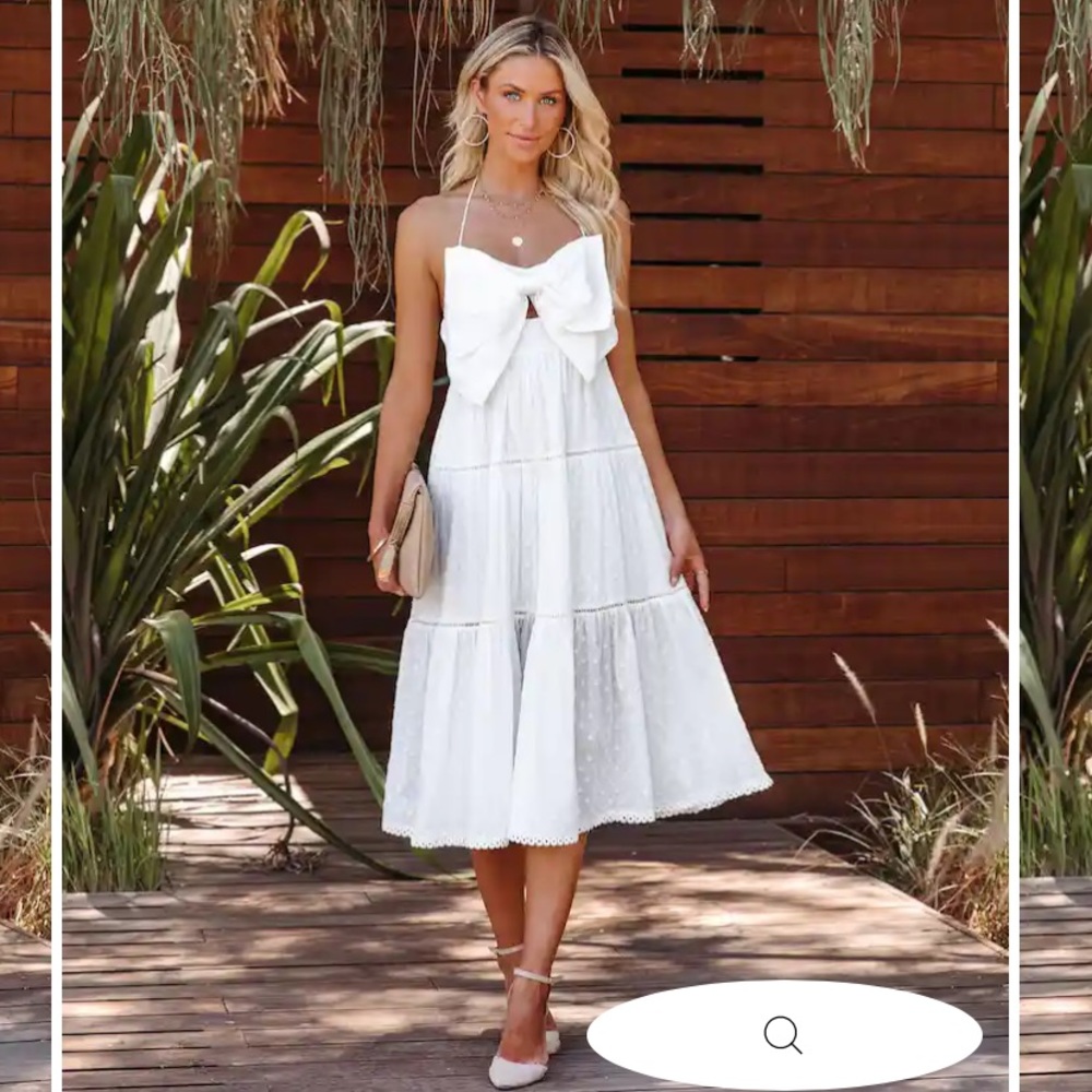 Vici Frederica Cotton Tiered Midi Dress - White - Small - NWT